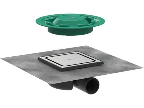 hansGrohe RainDrain Spot kvadratisk afløbsskål 150 x 150 mm børstet rustfrit stål