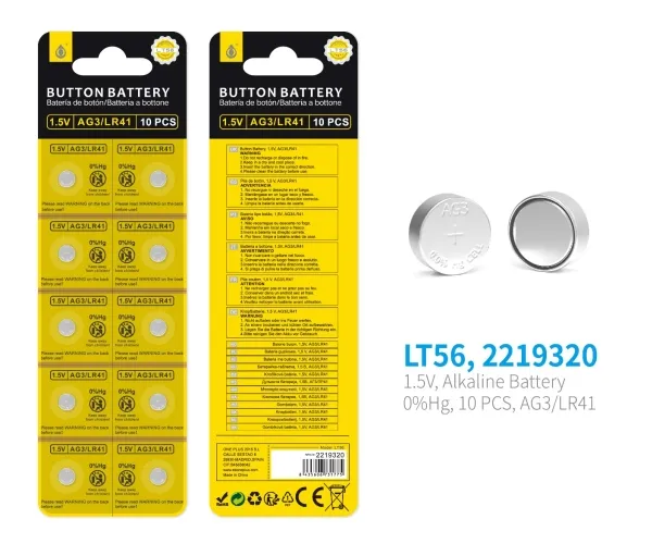Knappcellebatteri LT56 pakke 10 - 1,5 V, AG3 / LR41