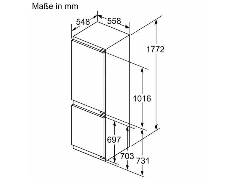 Siemens iQ500 KI86NADD0 - Kjøleskap/fryser - bunnfryser - innebygd - fordypning - bredde: 56 cm - dybde: 55 cm - høyde: 177.5 cm - 260 liter - Klasse D