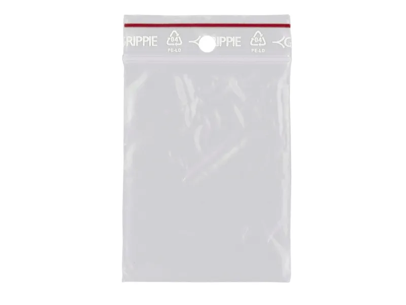 Lynlåspose, Grippie, 50 µm, 60 x 80 mm LD-PE, Transparent, Uden tryk lynlåslukning, pakke a 1000 stk