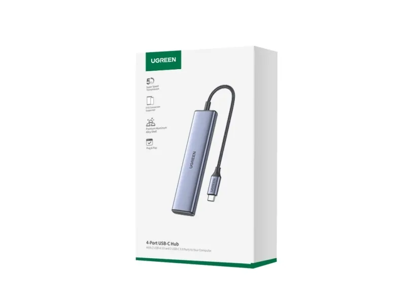 Adapter HUB UGREEN CM473 USB-C med 2x USB-A, 2x USB-C (skadet emballasje)