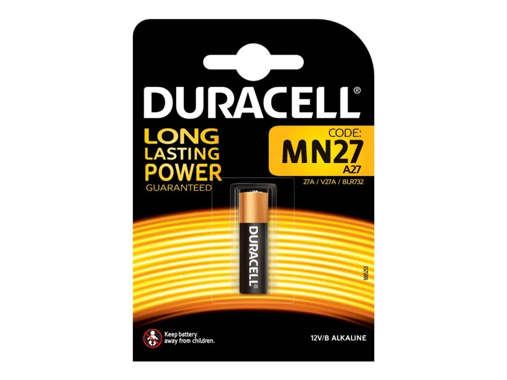 Duracell batteri, SECURITY MN27, 12 V Alkaline, 1 stk.