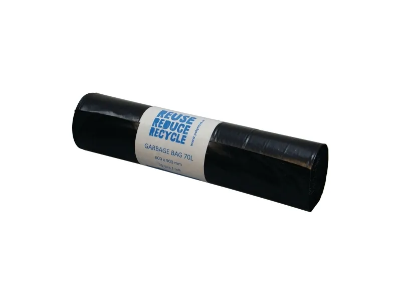 Affaldssække, Polyblue, 70 l, 40 my, HxB: 90 x 60 cm, sort, pakke a 25 stk