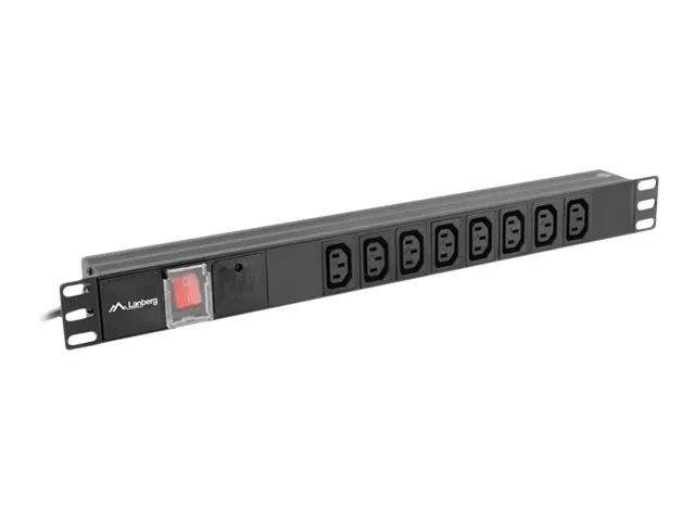 Lanberg PDU-08I-0200-C20-BK - Overspenningsavleder (kan monteres i rack) - AC 220-250 V - 4000 watt - enkeltfase - utgangskontakter: 8 - 1U - 19 - 2 m kabel - svart