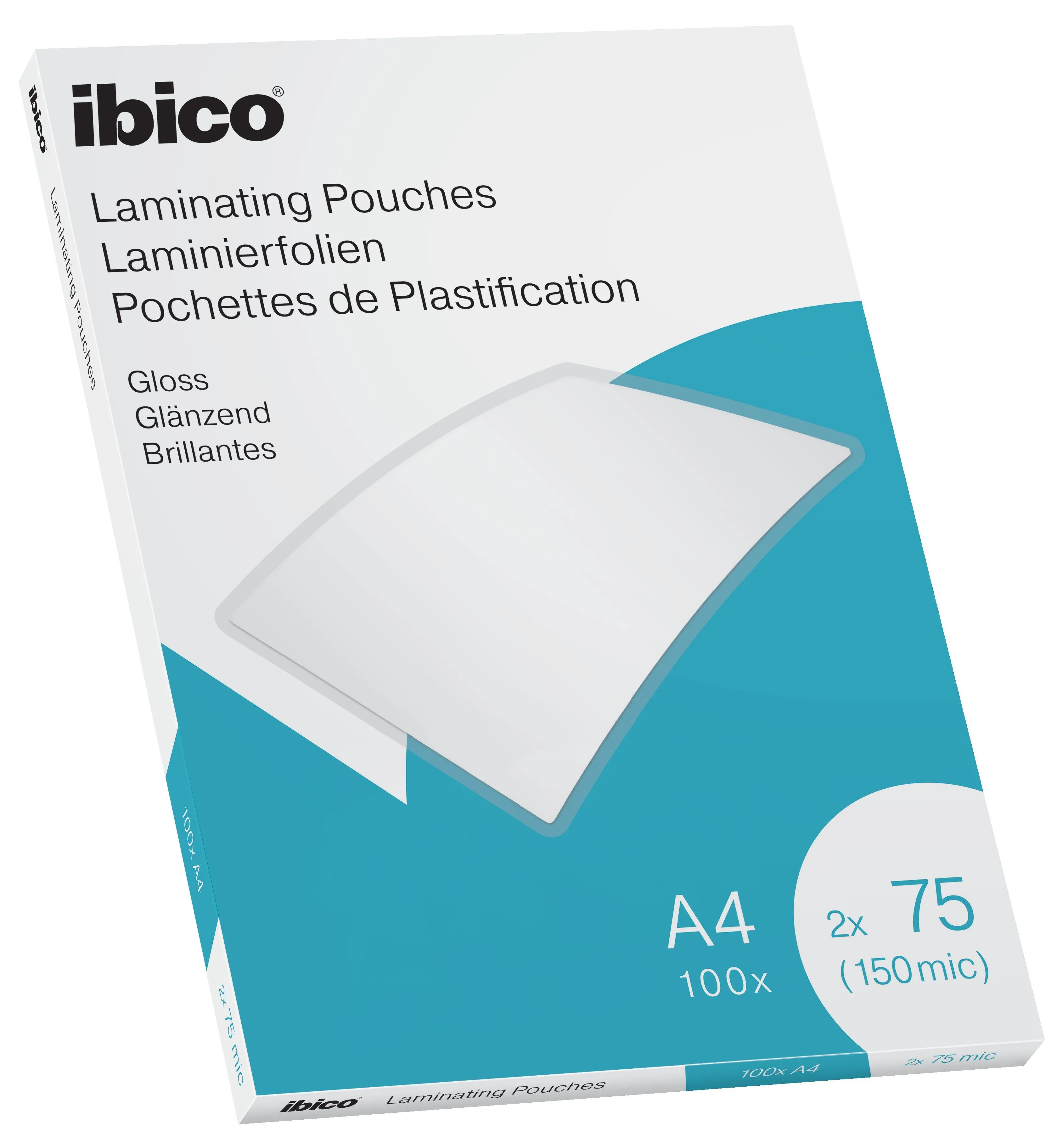 Ibico blanke A4 lamineringslommer 150 Micron, Blank, Gjennomsiktig, A4, 216 mm, 303 mm, 100 stykker