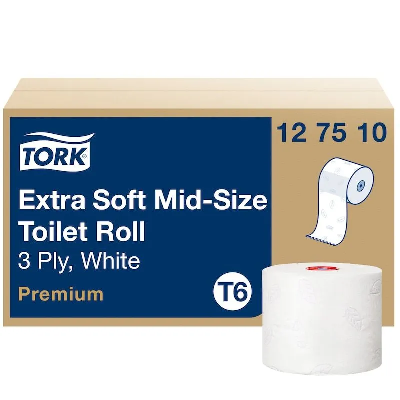 Toiletpapir Tork T6 Premium Extra Soft Mid-Size 3-lag hvid 70m - (27 ruller pr. karton)