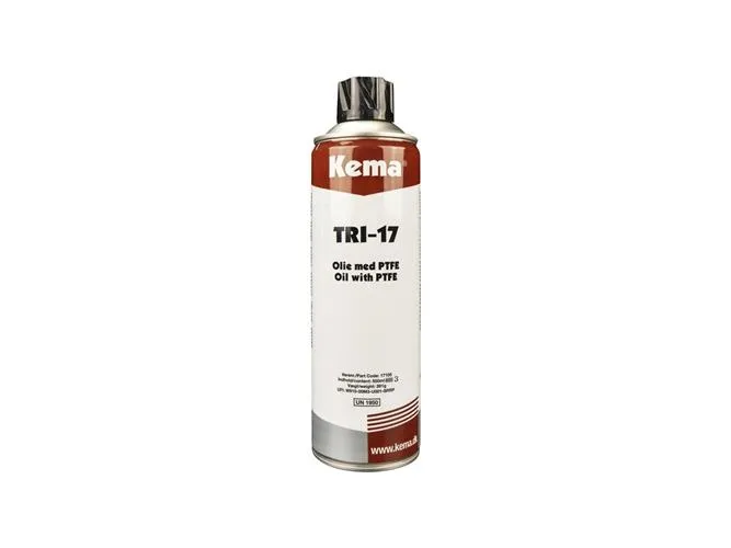 Oliespray m/PTFE 500 ml TRI-17 - Eksklusiv afgift. UN 1950 Arosoler, Brandfarlige 2.1.