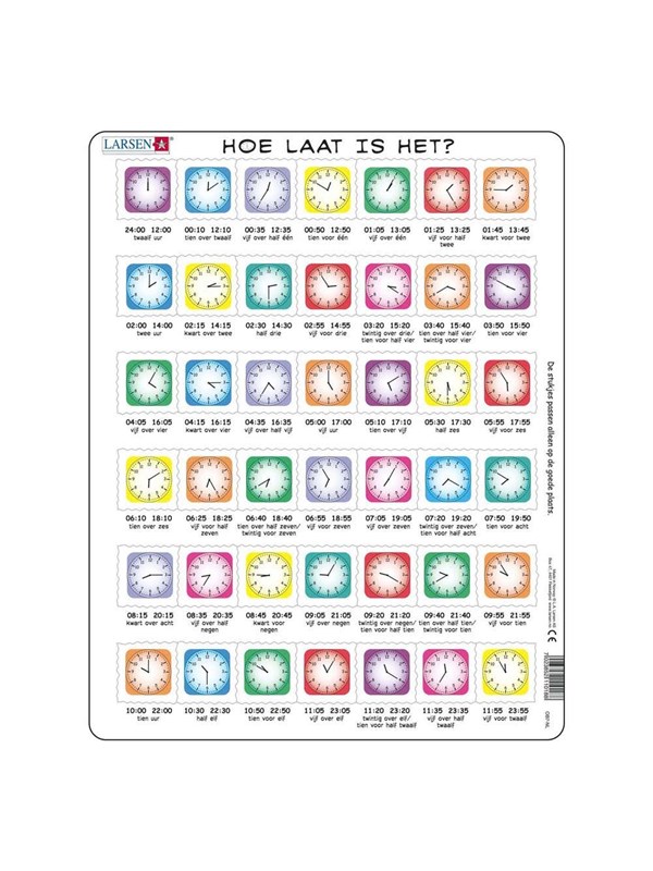 Selecta Play Larsen Jigsaw Puzzle Learning to Tell Time - What Time is it 42 pcs. Gulv