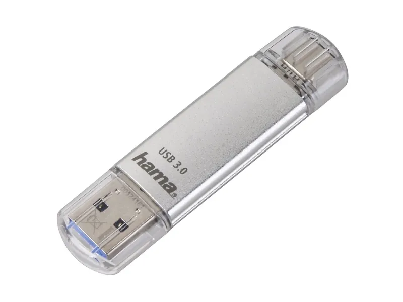 Hama C-Laeta, 16 GB, USB Type-A / USB Type-C, 3.2 Gen 1 (3.1 Gen 1), 70 MB/s, Sølv