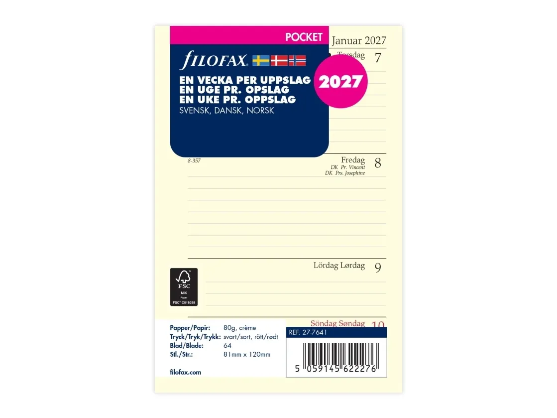 Uke per oppslag Svensk/Dansk/Norsk påfyll 2027