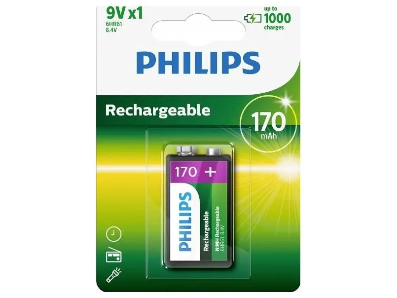 Philips Multilife 9VB1A17 - Batteri 9V - NiMH - (ladbare) - 170 mAh