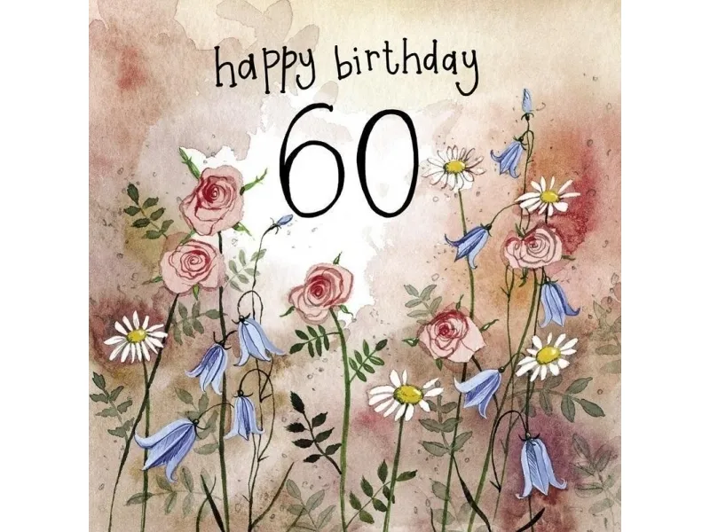 Bursdagskort 60 S431 Blomster