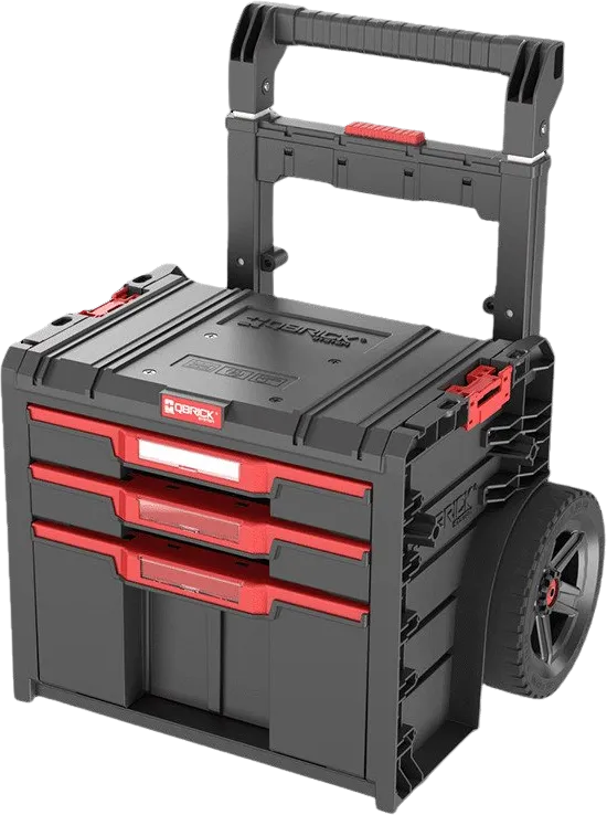 Verktøykasse Qbrick System PRO Cart 2.0 Plus Ultra HD Custom, rød farge, antall skuffer: 3