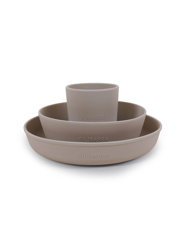 Filibabba Silicone dinner set - Warm Grey