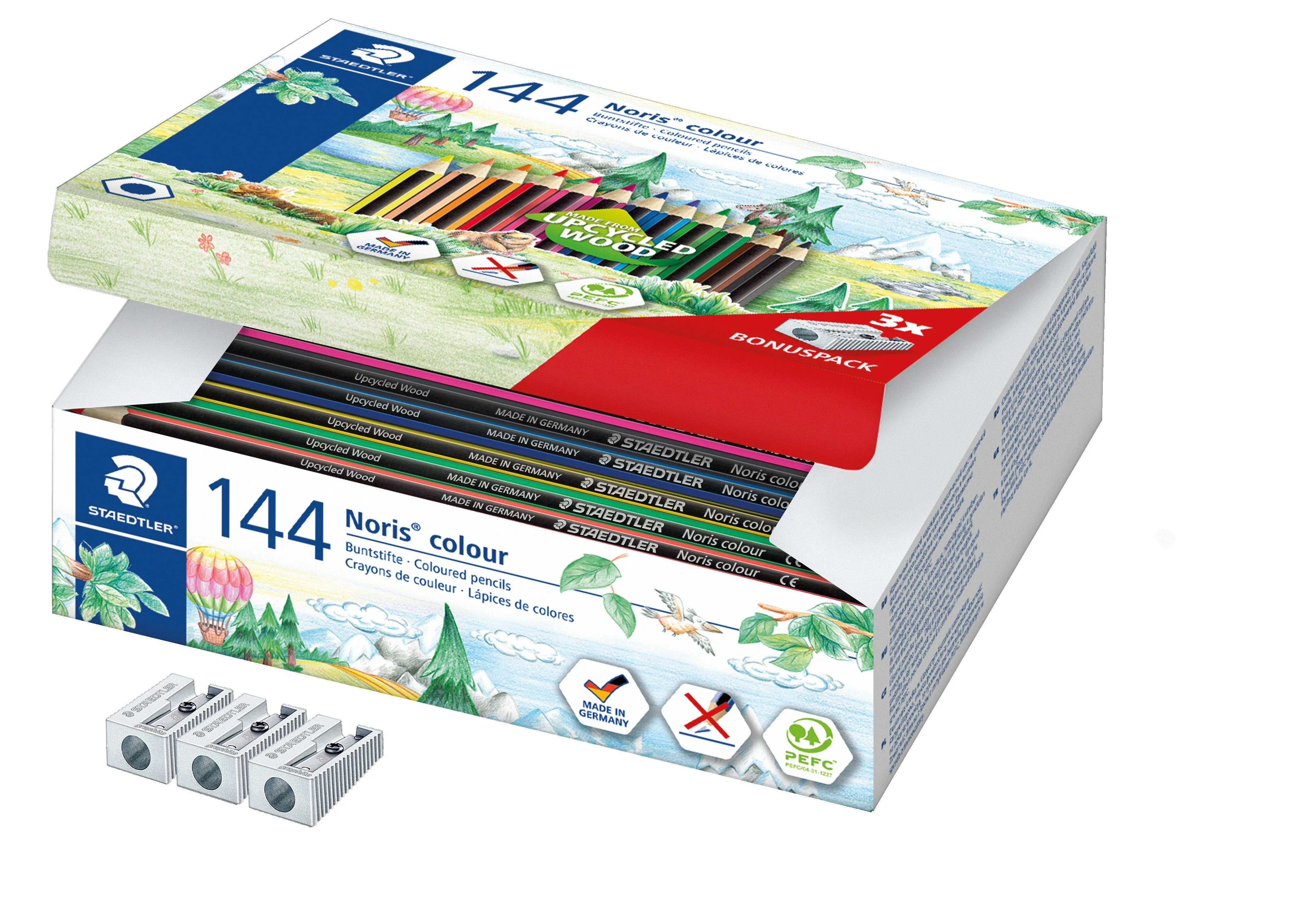 Fargeblyanter, Staedtler Noris® Colour 185, assorterte farger - klassepakke med 144 stk.
