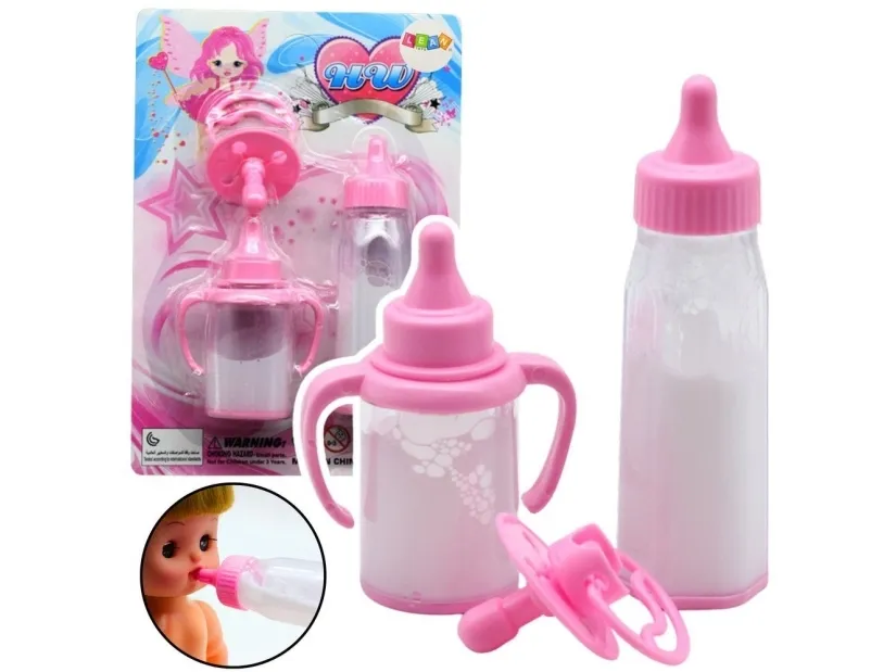 LeanToys babysett for dukker: flasker, forsvinnende melk, smokken LEAN TOYS (24447)
