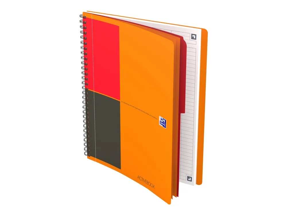 Oxford International Activebook - Notisbok - spiralbundet - B5 (176 x 250 mm) - 80 ark / 160 sider - hvit - linjert - 2 hull - polypropylen (PP)