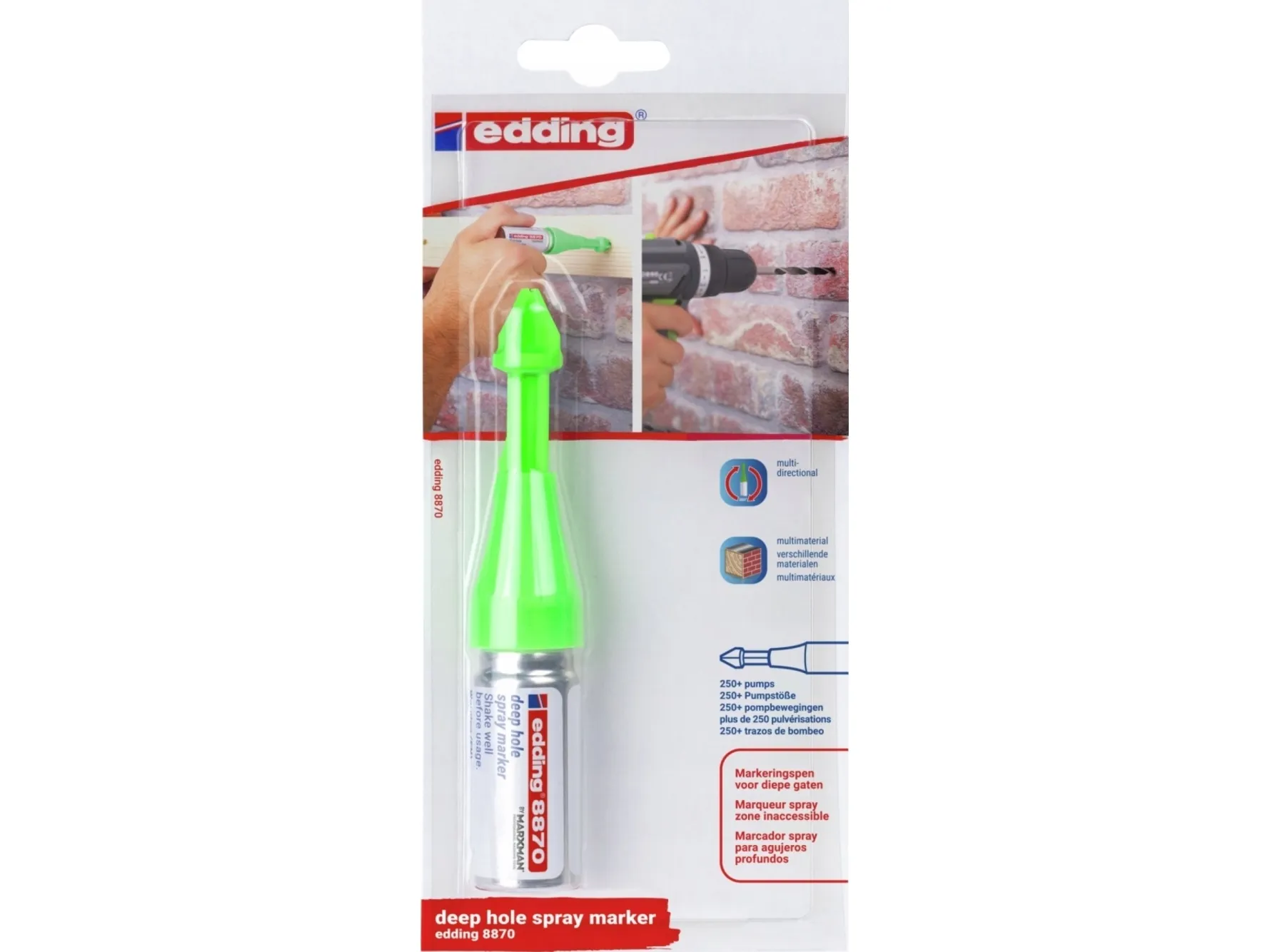 Edding 8870 Deep Hole Spray Marker (marks up to 50mm depth) 250+ pumps