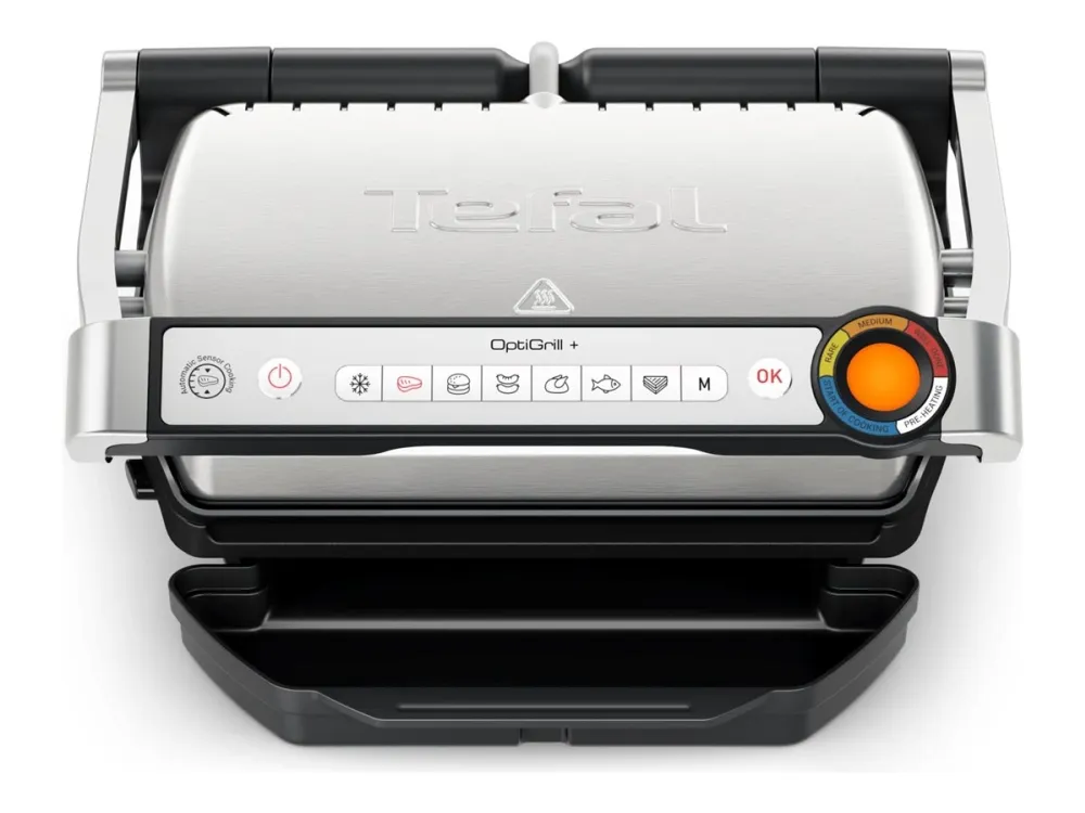 Tefal OptiGrill+ GC718D10 smartgrill, 6 programmer, beredskapsindikator, tykkelsesmåling, dryppbrett
