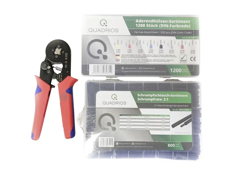 Quadrios 22T009 klemmetangsett kabelsko 0,25 til 10 mm² inkl. sortiment kabelhylser