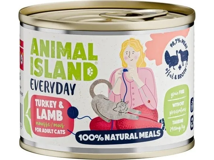 Animal Island DYREØY Kalkun og lam - Våtfôr til katter - 200g