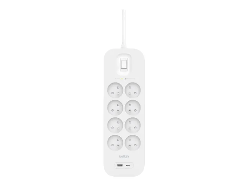 Belkin Power Strip SurgePlus Surge Protector 8xFR 1xUSB-A 1xUSB-C 900J 2M