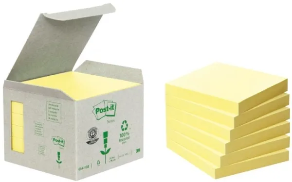 3M 6541B, kvadratisk, gul, papir, 100 %, 76 mm, 76 mm