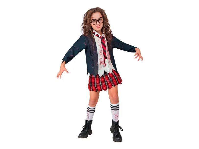 Zombie skolepige kostume