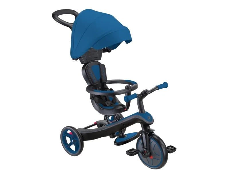 Globber Explorer Trike 4in1, Gutt/Jente, Front trekk, Rett opp, Barn, Solide hjul, Blå