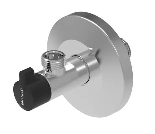 Broen Ballofix® vinkelventil 1/2 x 3/8 med greb og roset krom