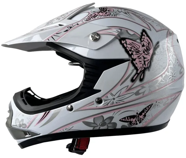 Børne Crosser Hjelm Pink Butterfly str. L