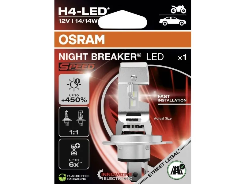 Osram Night Breaker LED Speed H4 +450% 12V
