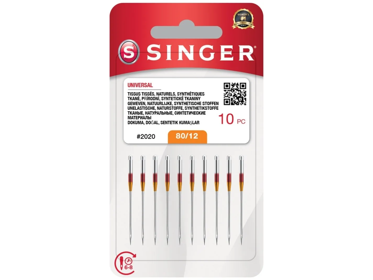 Singer nåler Igla N2020 -12/80, blister 10 stk