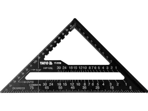 Yato YT-70786, Trekantet snekkermarkeringsverktøy, Sort, Aluminium, cm, tommer, MM Fiber, 18 cm