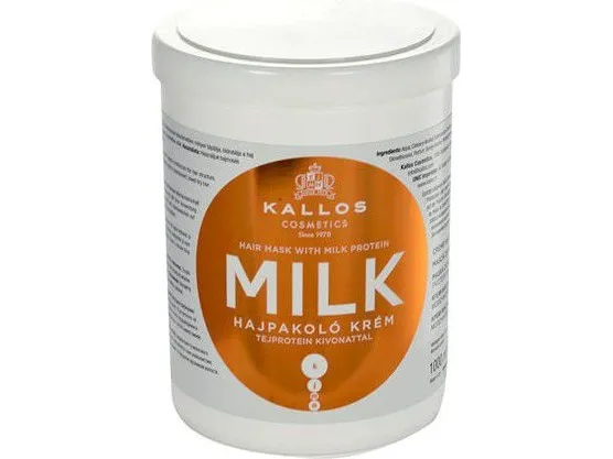KALLOS Milk Hair Mask With Milk Protein maske med melkeproteinekstrakt for tørt og skadet hår 1000ml