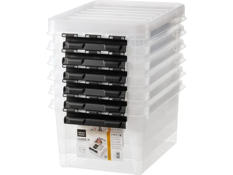 SmartStore Classic 31 oppbevaringsboks med lokk, 6-pakning