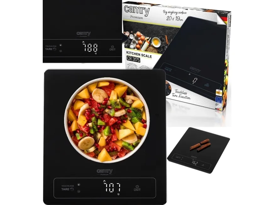 Camry kjøkkenvekt | Kjøkkenvekter | CR 3175 | Maks. 15 kg | Inndeling 1 g | LED-display | Sort