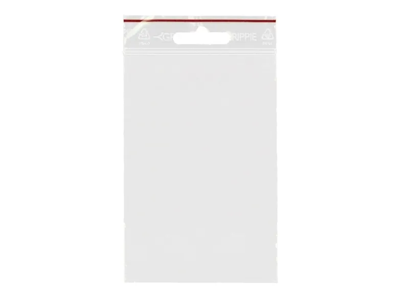 Lynlåspose, Grippie, 50 µm, 80 x 120 mm LD-PE, Transparent, Uden tryk lynlåslukning, pakke a 1000 st
