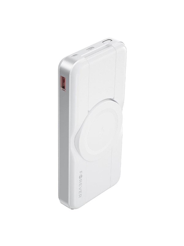 Forever MATB-300 10.000 mAh 3-i-1 Magsafe Powerbank white Nødlader - Hvit - 10000 mAh