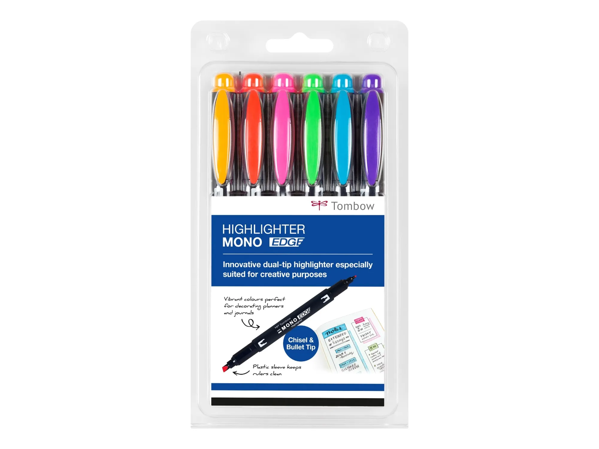 Overstregningspen Tombow MONO Edge sæt ass. farver (6 stk.)