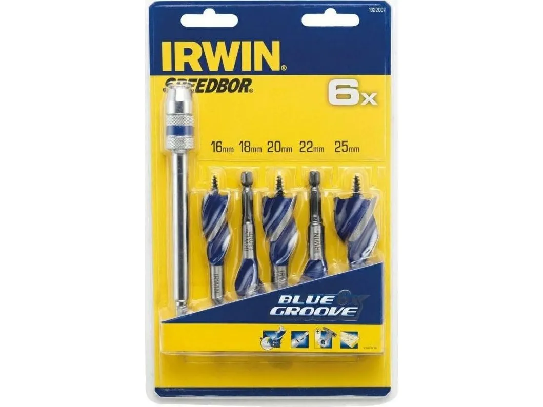 IRWIN trebor, komplett sett 5 stk. BLUE GROOVE 6X 16, 18, 20, 22, 25 mm