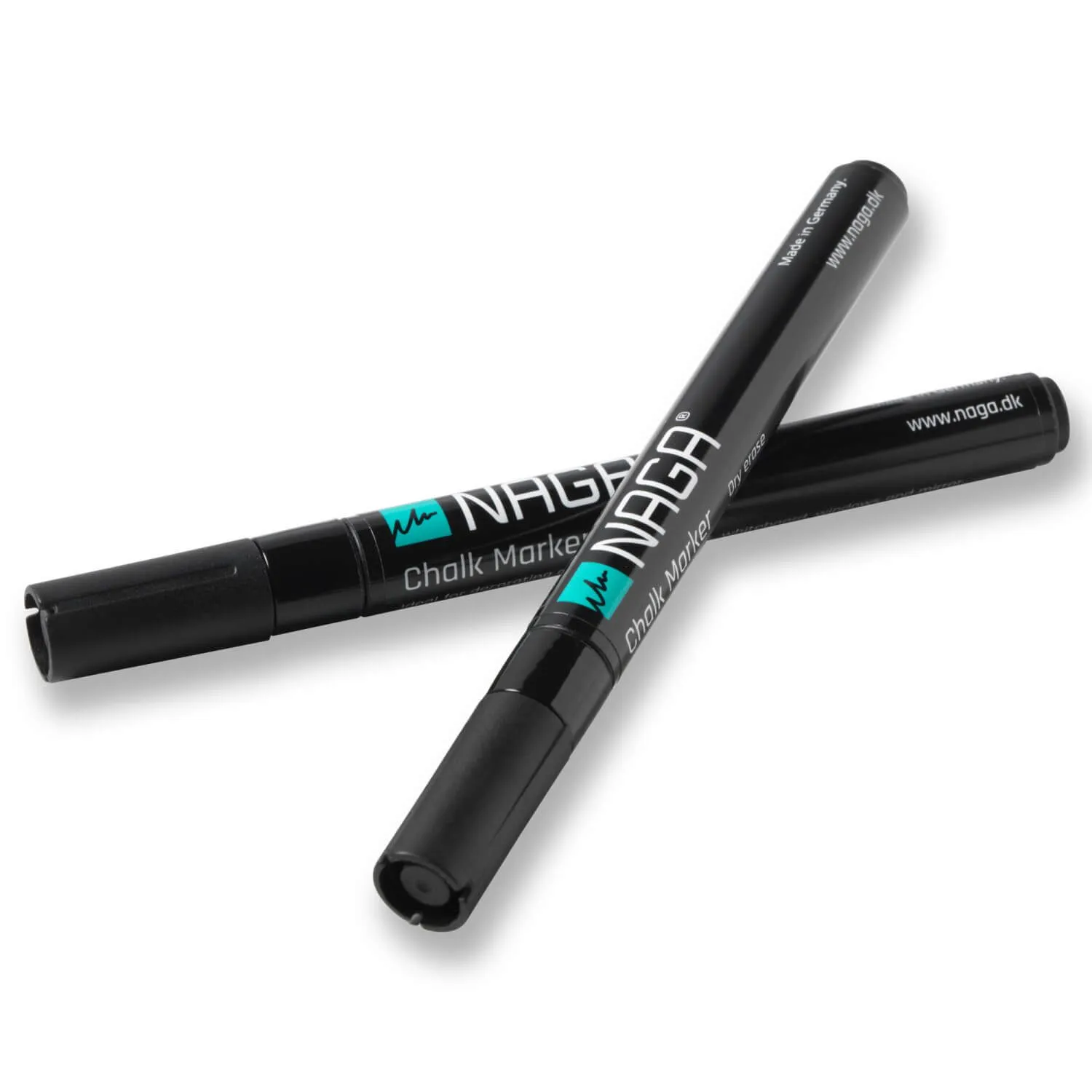 Kridtmarker NAGA 2 mm sort - til glastavle - (2 stk.)