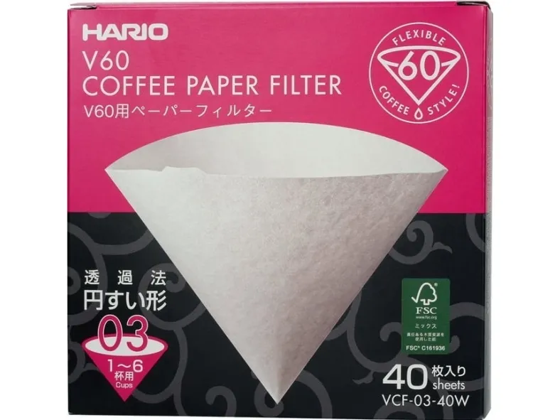 Hario papirfiltre til dripper V60-03 – 40 stk