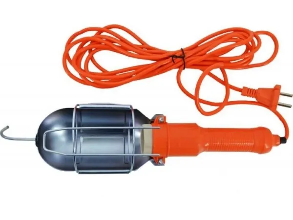 AWTools oransje verkstedlampe 220V 5m gummi (AW17710)