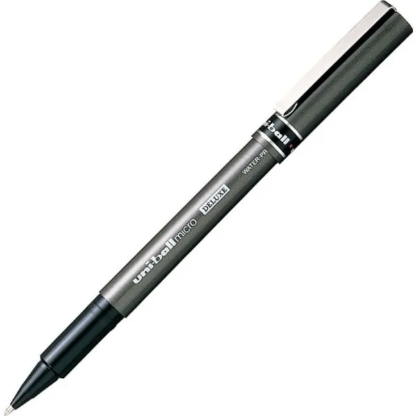Rollerpen, Uniball Deluxe, UB-155 MICRO 0,2MM, sort - (12 stk.)