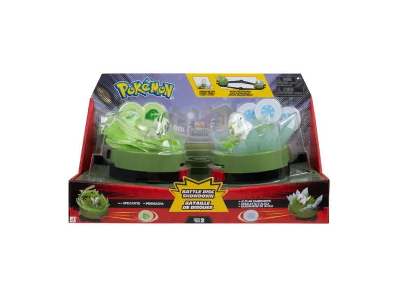 Pokemon BATTLE DISC SHOWDOWN SANDSHREW VS SPRIGATI