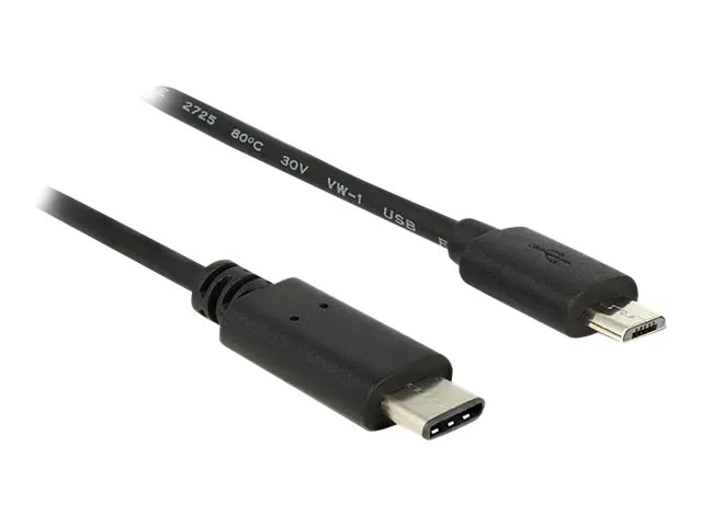 Delock - USB-kabel - USB-C (hann) til Micro-USB type B (hann) - USB 2.0 - 3 A - 50 cm - svart
