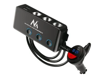 Maclean Energy MCE218 - Strømadapter for bil - 120 Watt - 10,2 A - PD, QC 3.0 - 8 utgangskontakter (4 x USB, USB-C, 3 x sigarettenner for bil) - svart
