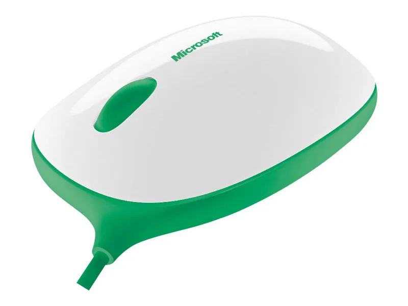 Microsoft Express Mouse - Mus - høyre- og venstrehåndet - optisk - 3 knapper - kablet - USB - hvit, grønn