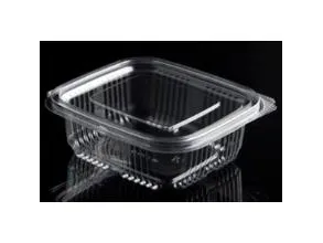 Plastbæger Catersource 250 ml 85x97x41 mm firkantet hængslet låg RPET Klar,100 stk/ps - (100 stk.)